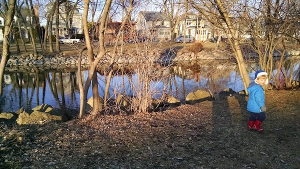 A 3-year-old boy by the river in March 2015.